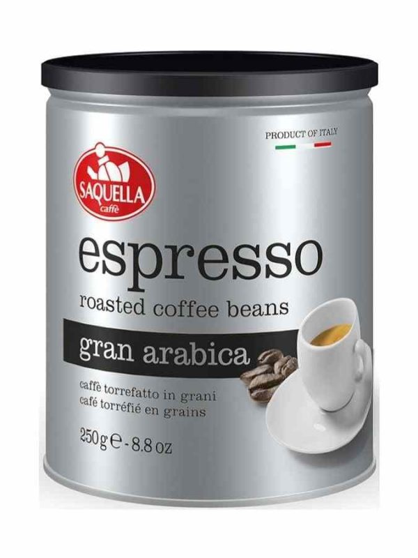 Saquella Espresso Gran Arábica 250 g Café em Grãos - Aroma intenso e sabor requintado para apreciadores exigentes. Compre online!