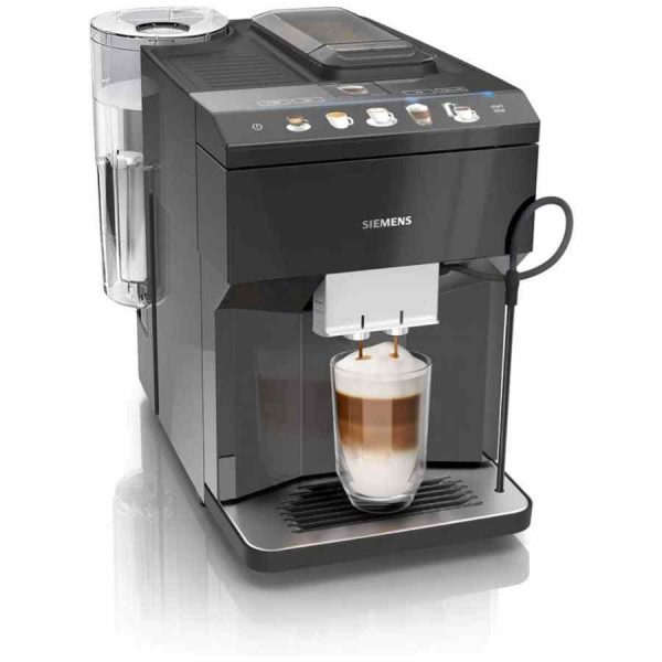 Máquina de café Siemens EQ.500 Classic totalmente automática em Piano Black, ideal para os amantes do café. Qualidade e elegância combinadas!
