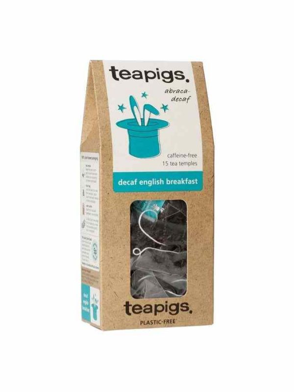 Chá preto descafeinado de alta qualidade para um delicioso café da manhã inglês - Teapigs, 15 saquetas de chá. Aproveite o sabor autêntico!