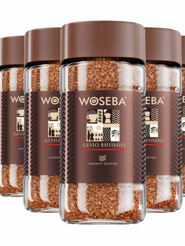 Café Instantâneo Woseba Gusto Raffinato 6 x 100g - Desfrute de um café de alta qualidade em casa. Compre agora e saboreie cada gole!